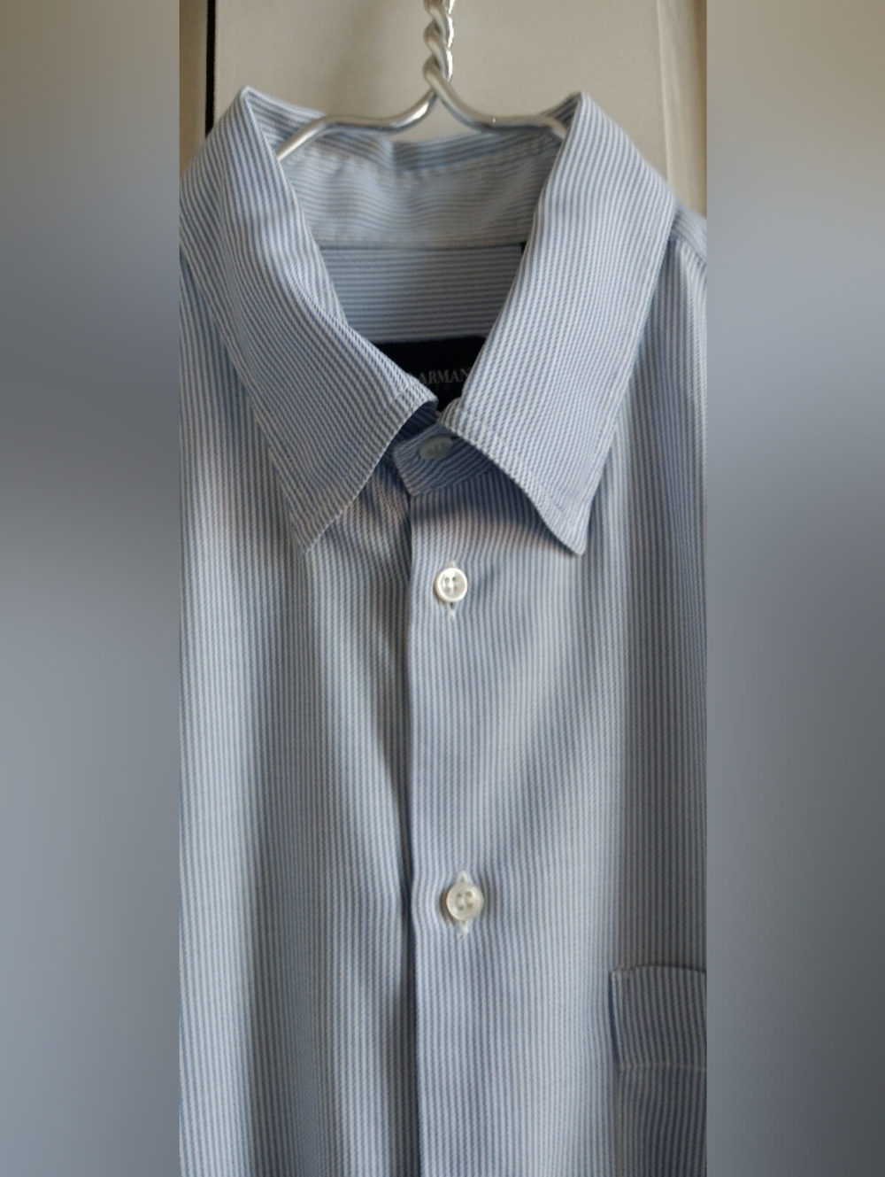 Giorgio Armani Classico Striped Shirt in White and Blue